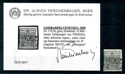 Lombardei gestempelt - 10 Centes grau Type Ib Hp Erstdruck, - Briefmarken
