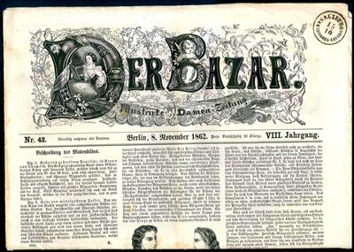 "SALZBURG/15.10./ ZEITUNGS-EXPEDITION" Einkreisstempel auf Zeitung "DER BAZAR" vom 8. November 1862, - Francobolli