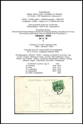 Partie Bahnpost der Linien Wien - Krakau - Wien und Lundenburg - Wien Monarchie und I. Rep., - Briefmarken