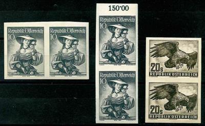 ** - Österr. - Probedrucke - 2Paare der 10S Trachten und 1 Paar der 20S Flug 1950/53, - Briefmarken