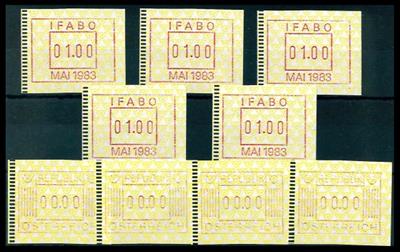 ** - Partie ATM Österr. ATS mit IFABO (5) - 16 Stück mit 0- wert - Ausdruck etc., - Briefmarken