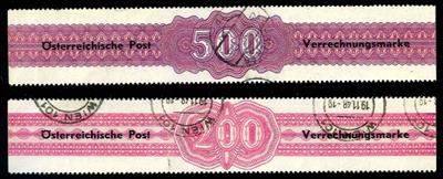 gestempelt -Österr. Verrechnungsmarken 1948 Serie komplett - 100 Schilling in 2 Farbnuancen, - Známky