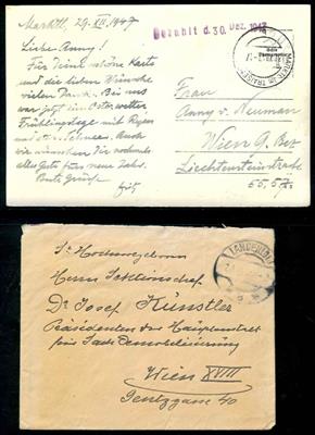 Kl. Partie Poststücke u. AK österr. - u.a. Einberufugsbefehle aus 1939, - Briefmarken