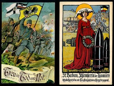 Partie Österr. Feldpost WK I mit Werbekarten und 6 versch . Kriegspostbüchel 1917, - Známky