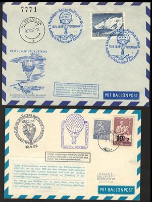 Österr. - Partie Ballonpostbelege ab 1956 - Weihnachtsballonpost - Sonderstpl. etc., - Briefmarken