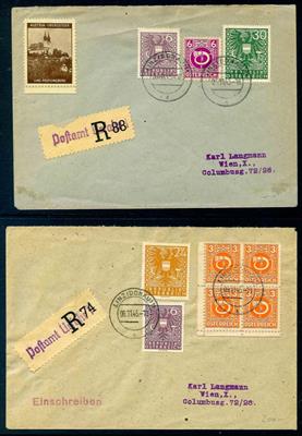 Mühlviertel 1945 - 2 phil. Einschreibebriefe - Briefmarken