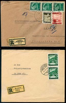 Mühlviertel - kl. Partie frühe Nachkriegspost - meist Landschaftsfrankatur - u.a. Postablagen Allerheiligen (2 Formen), - Stamps