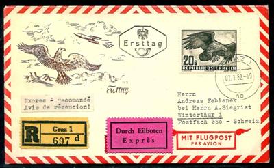 Partie FDCs Österr. ca. 1949/1957 - u.a. mit 20S aus Flug 1950/53 - etwas Trachten II, - Stamps