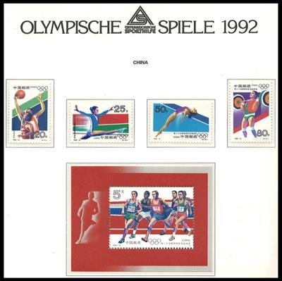**/gestempelt - Motivsammlung Olymp. Spiele 1992 u. Fußball WM 1990, - Briefmarken
