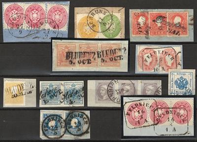 Ö Ausgabe 1850 Briefstück/gestempelt - Vorarlberg: 11 schöne Abstempelungen, - Stamps