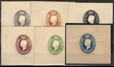 Ö Ausgabe 1850 (*) - Radnitzky-Essays: 11 Stück auf Karton in verschied. Farben, - Briefmarken
