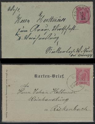 Ö. Ausgabe 1890 Poststück - 1883/1890 Vorarlberg: 10 Kartenbriefe mit Stempeln von Fussach, - Známky