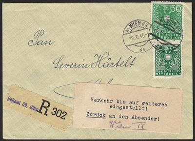 Poststück - Partie Österr. meist 1945 Wappenfrakaturen von Drucksache bis höhere Gewichtsklasse, - Briefmarken