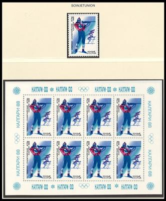 ** - Sammlung Olympische Spiele 1988 mit Sowjetunion Nr. 5788/92 im KLEINBOGEN, - Briefmarken