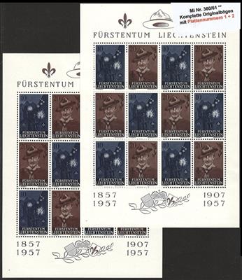 Liechtenstein ** - Spezial-Sammlung Bögen und Kleinbögen mit Plattenfehlern, - Francobolli