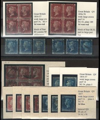 gestempelt/| - Großbrit. kl. Partie Dubl. d. 1 u. 2 Pence 1850/ 1858, - Stamps