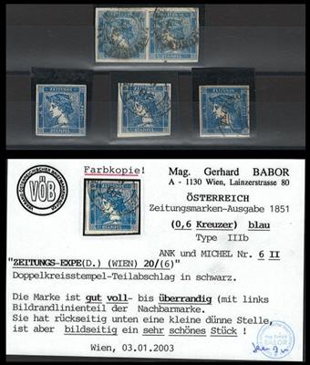 gestempelt/* - Österr. Nr. 6 (blauer Merkur), - Briefmarken