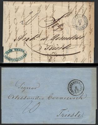 ö levante Poststück -1856/69 5 Taxbriefe von Constantinopel, - Briefmarken