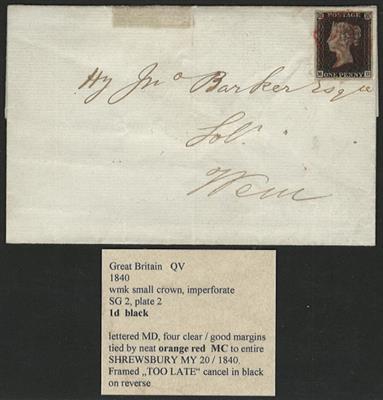 Poststück - Großbrit. Nr. 1, - Briefmarken