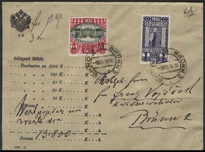 Poststück - Österr. 1910, - Briefmarken