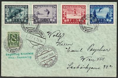 Poststück - Österr. - FIS I mit Zusatzfrankatur auf Flugpost -Satzkuvert (Kronfeld) vom 14.1. 1933, - Stamps