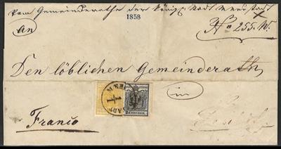 Poststück - Österr. Nr. 1M gelb + 2 M schwarz, - Briefmarken
