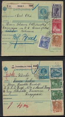 Poststück - Österreich Partie Paketkarten mit Frankaturen der Ausg. 1908, - Briefmarken