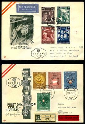 Poststück - Partie FDCs Österr. ca. 1949/58 - u.a. Wiederaufbau - Briefmarken