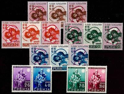 ** - D. Bes. Serbien Nr. 54/55u. 57 I+III+II+IV, - Briefmarken