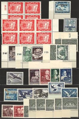 ** - Partie Österr. II. Rep. u.a. mit 5S (8) und 10S (9) aus Flug 1950/53 - Kindheit - div. Einheiten, - Briefmarken