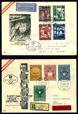 Partie FDCs Österr. ca. 1949/58 - u.a. Wiederaufbau - Briefmarken