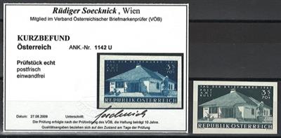 ** - Österr. Nr. 1142U (Tag der Briefmarke 1961 ungezähnt) mit Kurzbefund Soecknick, - Francobolli