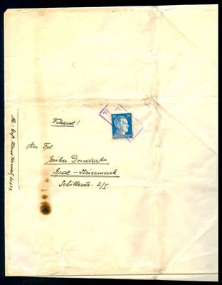 D. Feldpost 2. WK ca.1940 Kompl. FeldpostPäckchenumschlag von Fp. Nr. 46608 nach Graz, - Briefmarken