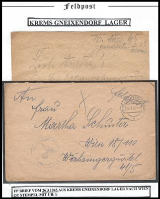 D. Feldpost 2. WK Poststück - 1939/45 Lager in Österreich: 19 Feldpostbelege mit Lagerstempel von Krems, - Briefmarken