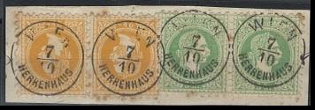 Ö Ausgabe 1867 Briefstück - "HERRENHAUS/7.10./WIEN" - Stamps
