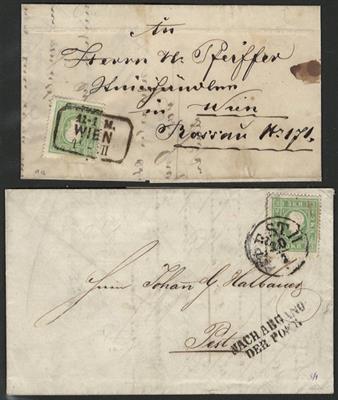 Poststück - Österr. Nr. 12 auf 2 Ortsbriefen aus PESTH und Wien, - Stamps