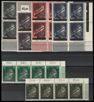 ** - Österr. 1945 - Gitter (4)- die Markwerte in Viererbl., - Briefmarken
