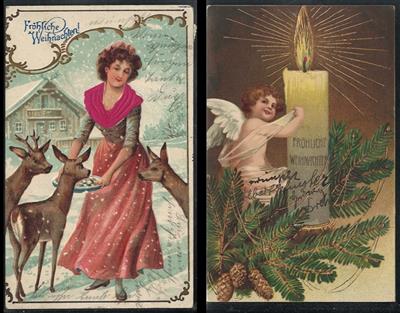 Poststück - Partie Motivkarten "Weihnachten" u.a. Prägekarten, - Briefmarken
