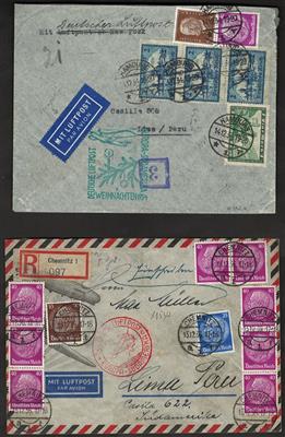 Poststück - 10 attaktive Flugpostbelege D.Reich vorwiegend Peru, - Briefmarken