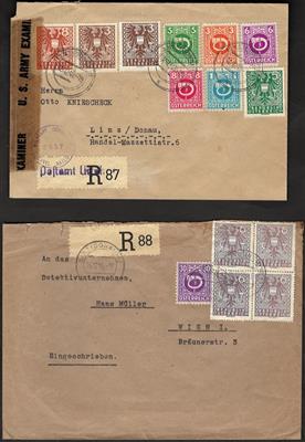 Poststück - 4 Mühlviertel Recobriefe mit Mischfrankaturen Ost + Westzone aus Linz 11 und 12, - Briefmarken
