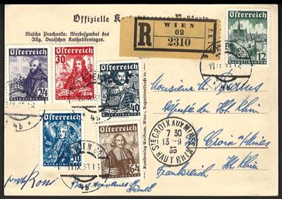 Poststück - Österr. - Katholiken auf rekommandierter Sonder - Karte ab Wien nach Frankreich mit Ankunftsstempel, - Briefmarken