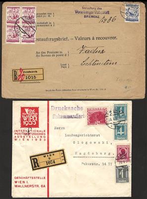 Poststück - Österr. Partie Poststücke ca. 1925/1938 u.a. ins D.Reich u. nach Liechtenstein u. Schweiz, - Briefmarken