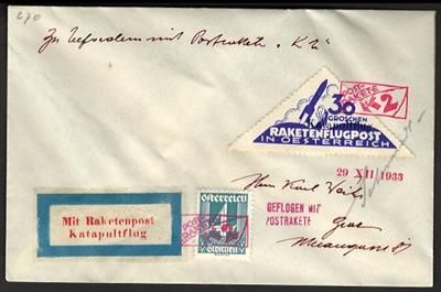 Poststück - Schmiedl - Raketenpost: Katapultrakete K2, - Stamps