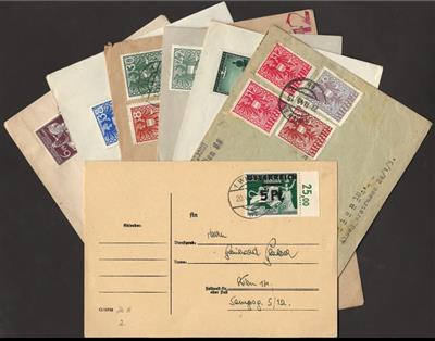 Poststück - Wien 1945 ca. 30 Belege - wie entnazifizierte Ortskarte Wien 9...