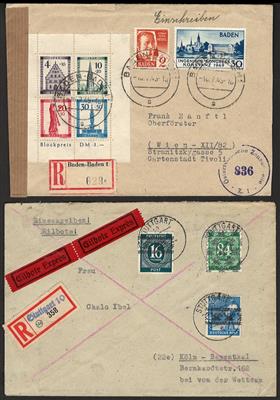 Poststück - BRD  - Partie Poststücke meist 1946/1960 mit interess. Frankaturen u.a. nach Österr., - Francobolli