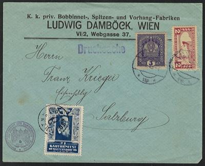 Poststück - Österr. Nr. 185 + 219 a. Drucksache - Francobolli