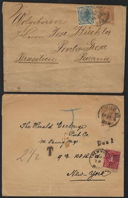 Poststück - Österr. Partie Drucksachenschleifen aus 1897/1917 mit interess. Destinationen, - Briefmarken