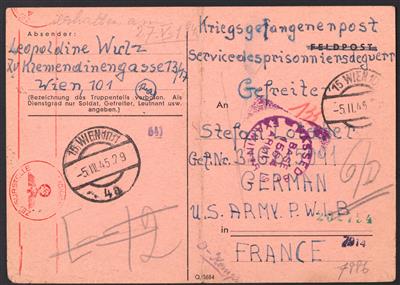 Poststück - Österreicher 1945 in US - Gefangenschaft in Frankreich, - Briefmarken