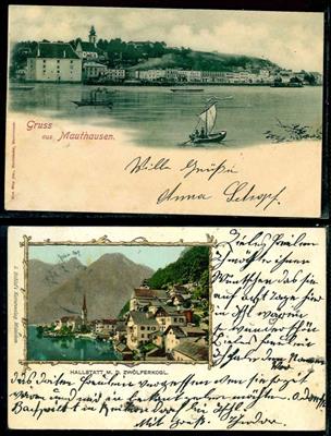 Poststück - Partie AK OÖ u.a. mit St. Agatha - Grein - Steyr - Hallstatt, - Stamps