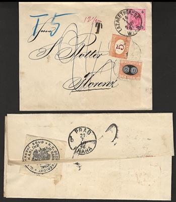 Poststück - Partie Porto - Belege von bzw. nach Österr. meist aus Monarchie und I. Rep. u.a. Neuseeland - Wien aus 1912, - Briefmarken